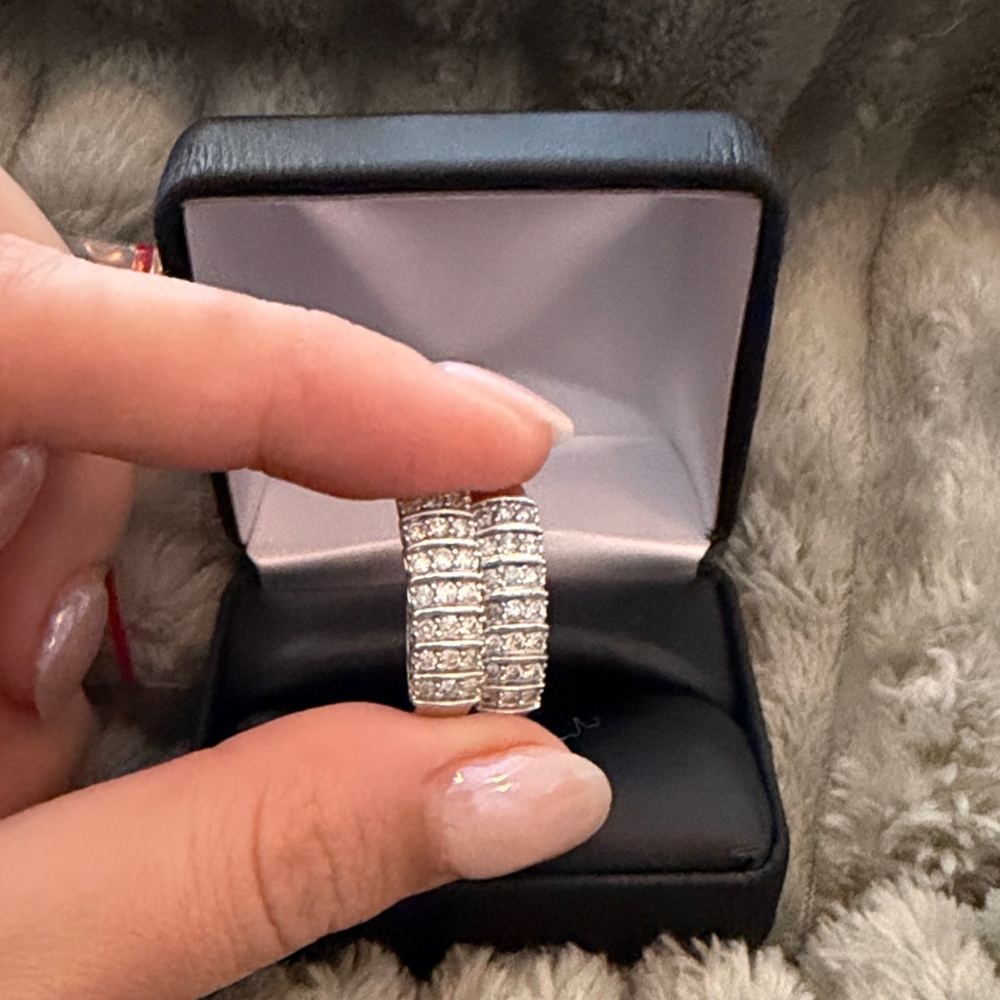 Elegant Silver Crystal Hoop Earrings